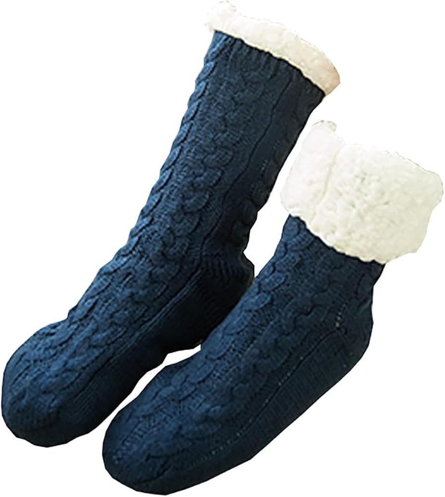 Socks Women's Winter Wool Non-Slip Thickened Slippers Socks, Floor Socks Lamb Flannel Cartoon Socks (US Size 6-10)