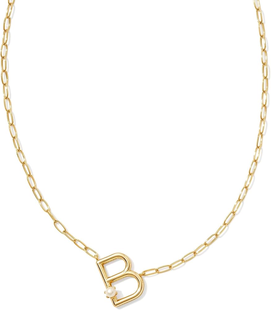 Kendra Scott Womens Pearl Letter B Short Pendant Necklace Gold White Pearl One Size