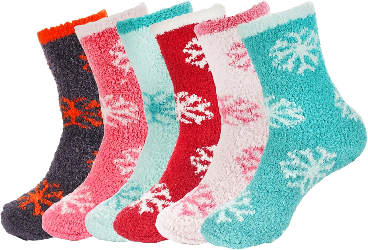 BambooMN Brand - Extra Large Super Soft Warm Cozy Fuzzy Snowflake Socks