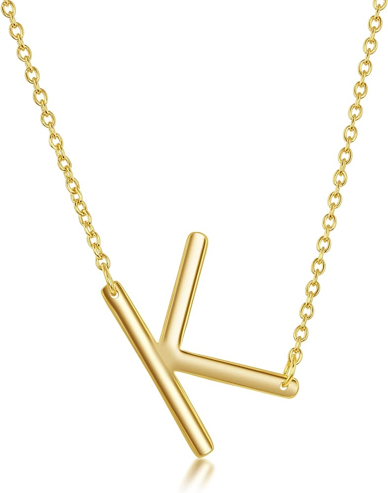 Beaux Bijoux Sideways Initial Necklaces for Women | 14k Gold and Silver Letter Necklaces | Unique Birthday Gift | Trendy Jewelry | Dainty Handmade Necklaces for Women