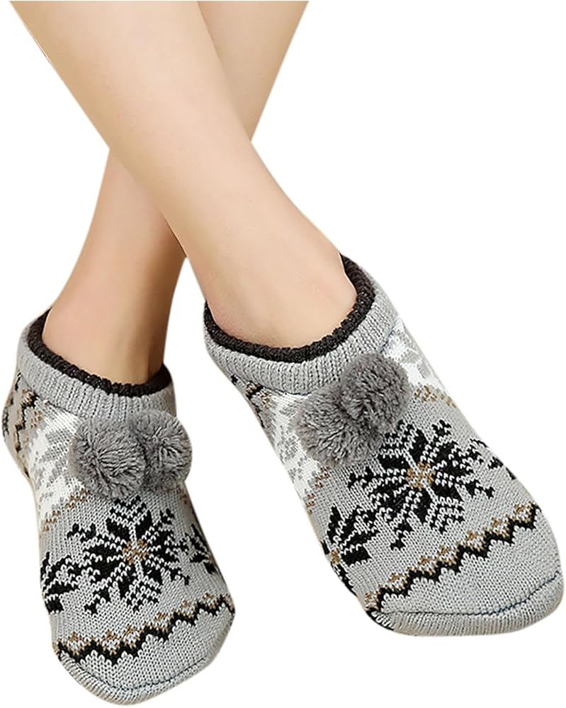 Women's Knitted Slipper Socks Personalized Christmas Sock Winter Soft Warm Comfy Casual Daily Sleep Xmas Socks