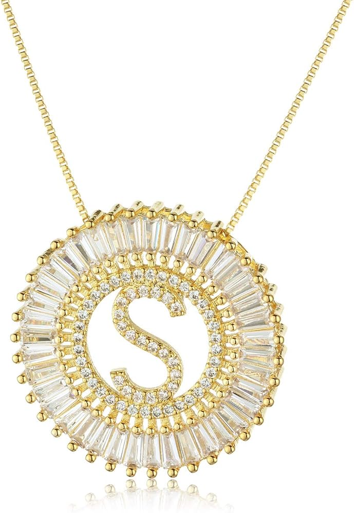 COTTVOTT A-Z Alphabet Pendant Necklaces Charms Women Initial Letter Chain Necklace 4 Colors