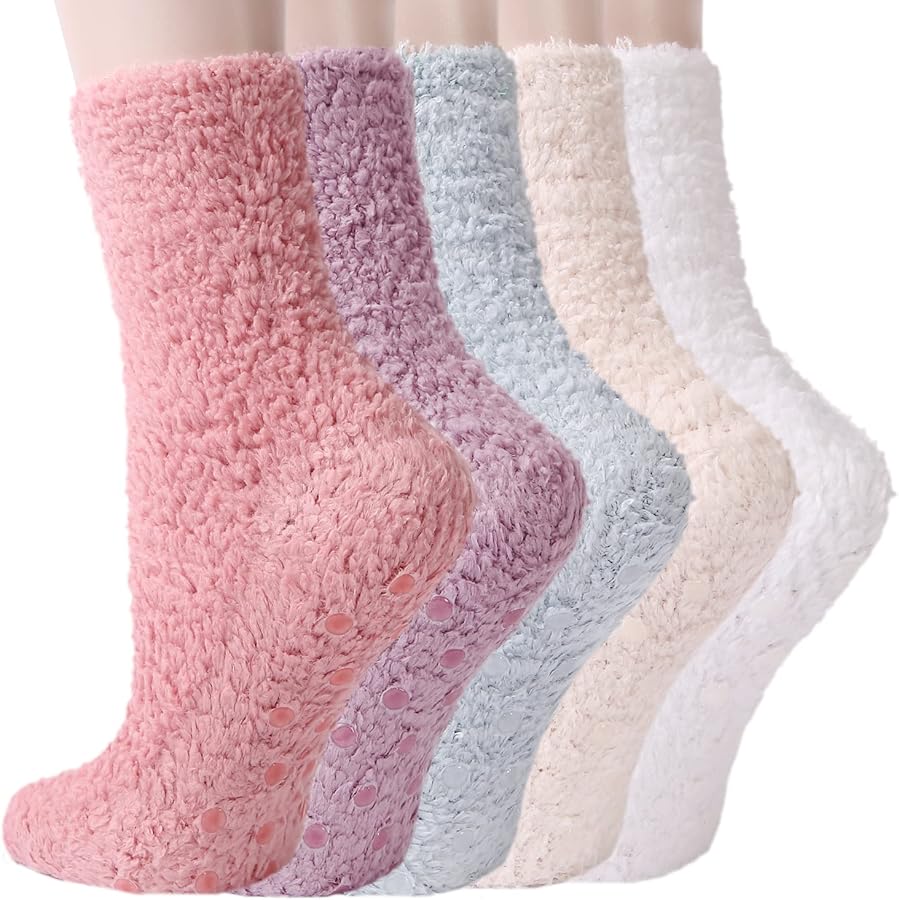 Women Fluffy Socks Non Slip Home Slipper Socks Winter Soft Warm Cozy Fuzzy Hospital Socks with Grips