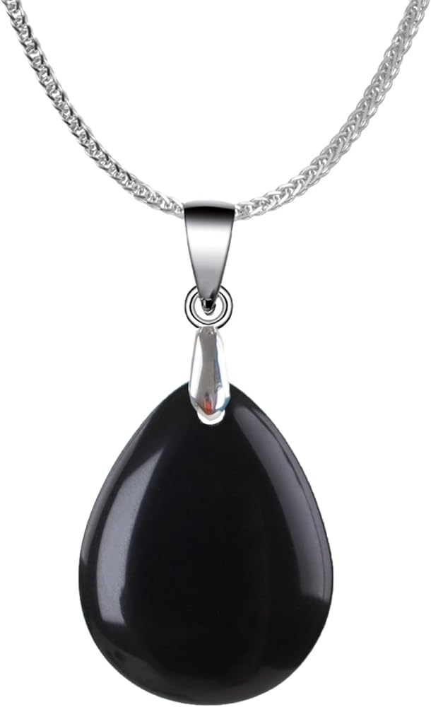 iSTONE 925 Sterling Silver Natural Crytral for Womens Pendant Necklace, Gemstone Birthstone with 17.8" Silver Chain Ladies