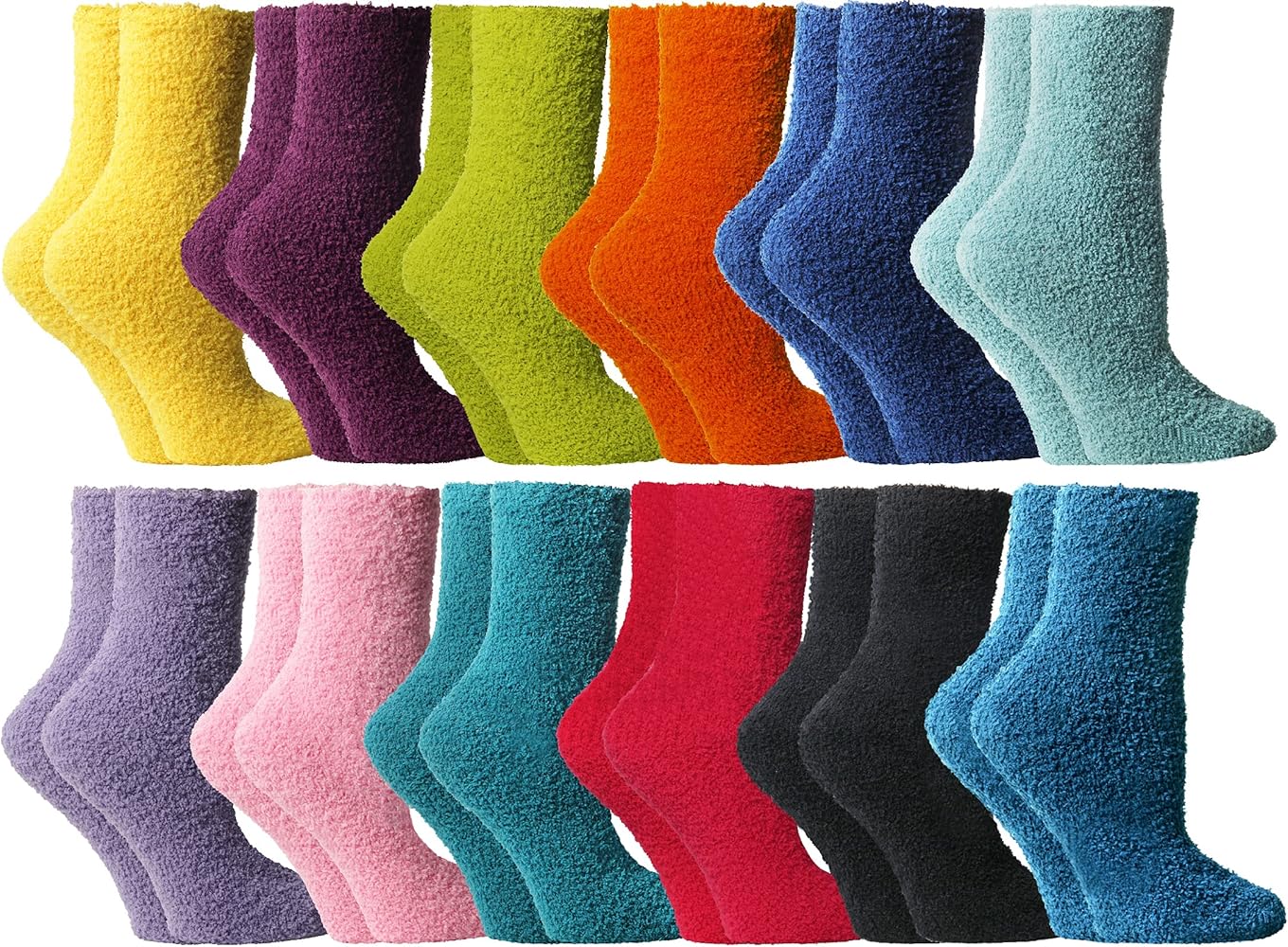 Yacht & Smith 12 Pairs Womens Warm And Cozy Fuzzy Socks, Colorful Winter Bulk Furry Sock