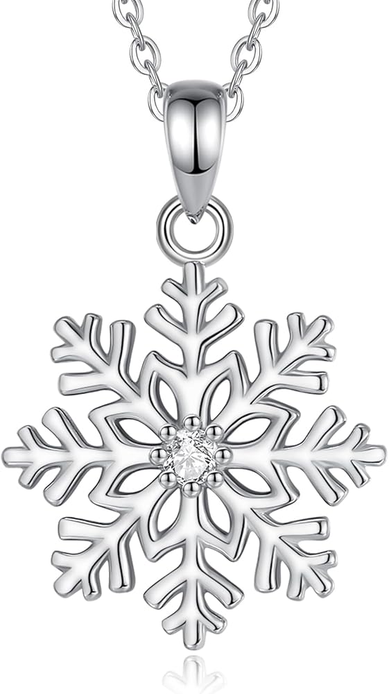 Vito 925 Sterling Silver Snowflake Necklace for Women, Dainty Snowflake Pendant Winter Jewelry Christmas Gift for Mom Wife Daughter, 18" Silver Chain