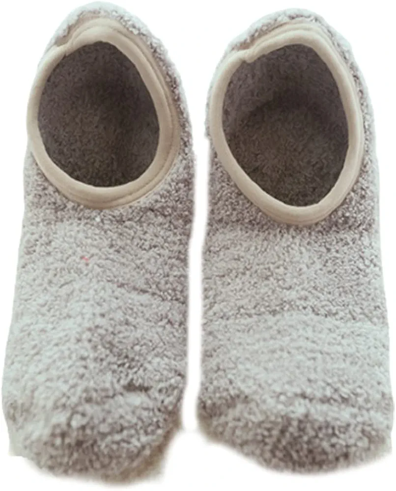 Women Winter Fuzzy Velvet Short Slipper Socks Warm -Slip Boat Hosiery