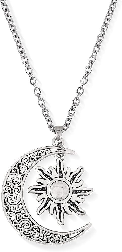 Sacina Gothic Sun and Moon Necklace,Sun Necklace, Crescent Moon Necklace, Boho Necklace, Gothic Necklace, Moon Necklaces For Women, Stainless Steel, No Gemstone