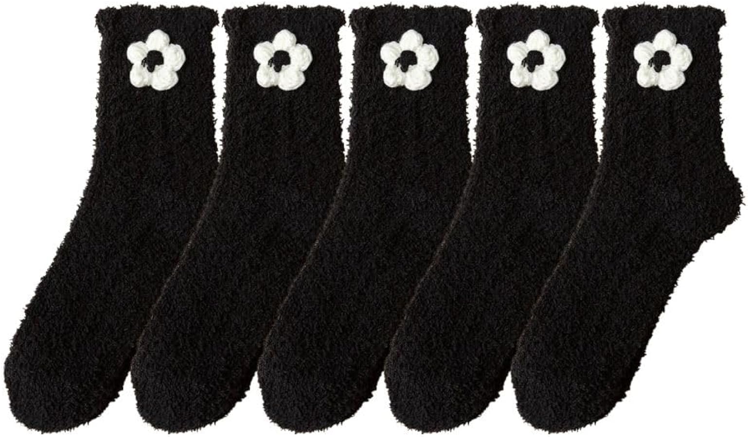 5/10 Packs Fuzzy Slipper Socks For Women Flower Thickened Fuzzy Leg Socks Coral Fleece Warm Floor Sleep socks
