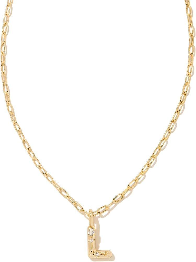 Kendra Scott Crystal Letter Short Pendant Necklace - Unisex Necklace - Lobster Closure - Brass Construction