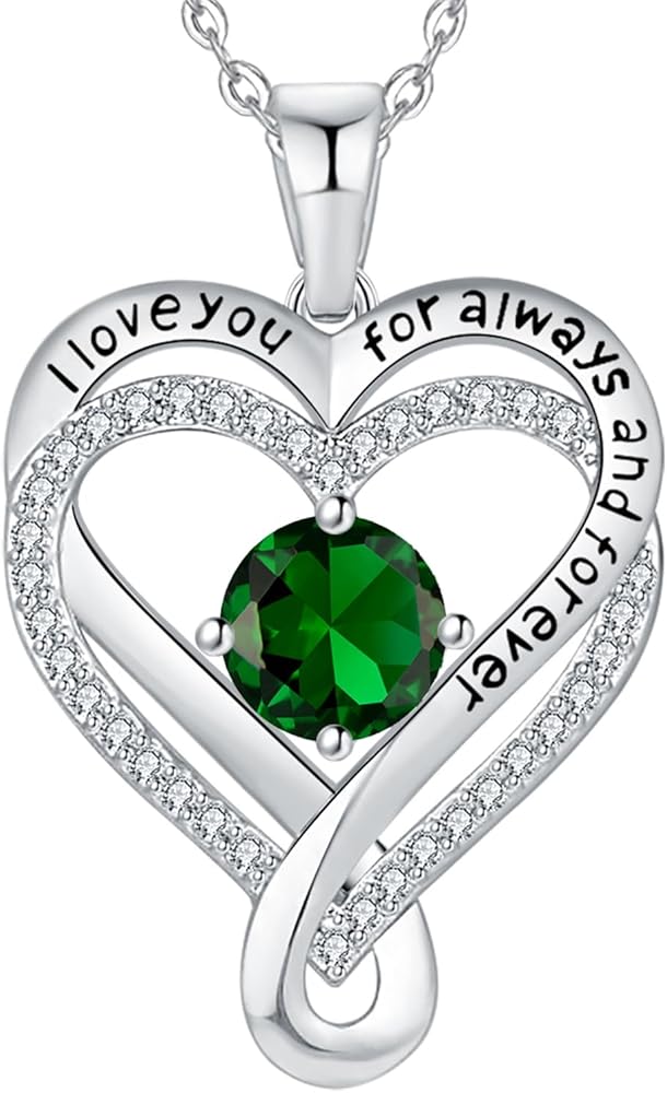 Jewelry for Women Wife Infinity Heart Birthstone I Love You Necklace for Women S925 Sterling Silver Wedding Anniversary Birthday Gifts for Wife Girlfriend Women's jewelry Diamond Pendant Necklaces Gift for Her Mom Daughter Grandma on Birthday Anniversary Christmas Mother’s Day Valentine’s Day