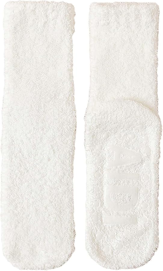 Women Winter Coral Fleece Furry Slipper Socks Slip Bed Warm Socks with Grips Thicken Fuzzy Plush Home Sleeping Socks