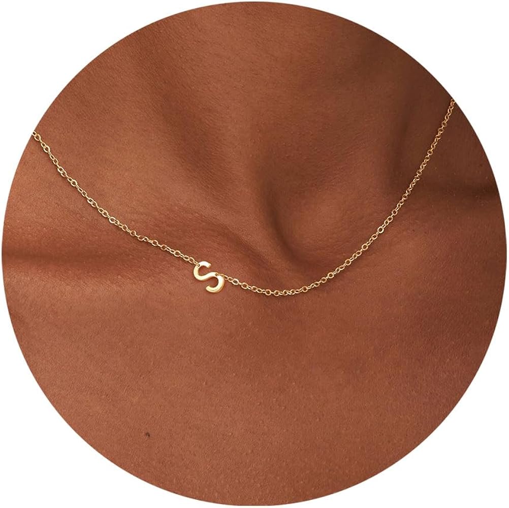 Turandoss Gold Initial Necklaces for Women - 18K Gold Plated Sideway Initial Necklace Gold Initial Necklaces for Women Jewelry Gifts