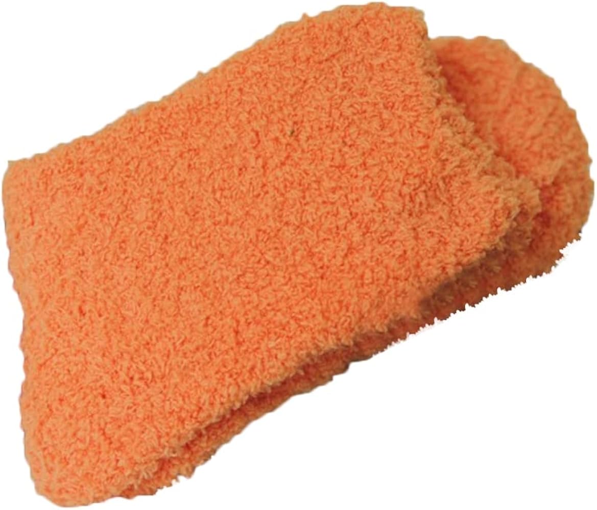 Womens Fuzzy Socks Winter Warm Fluffy Soft Slipper Socks Casual Home Sleeping Socks Cozy Crew Socks for Women Gifts Orange One Size