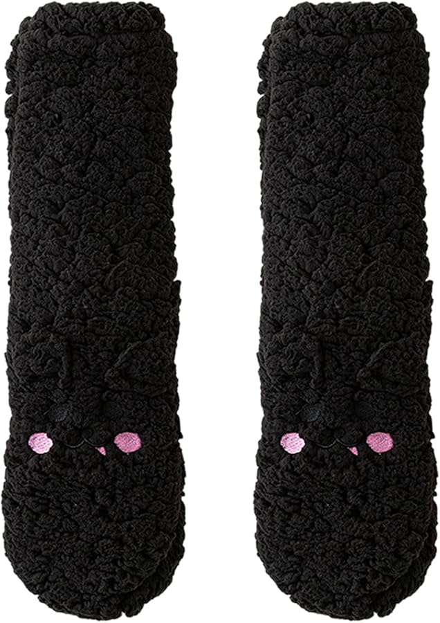 Little Bear Ultra-thick Cozy Slipper Home Socks, Cute & Warm Fuzzy Sleeping Socks for Women Kids No Heel for Winter Relaxation