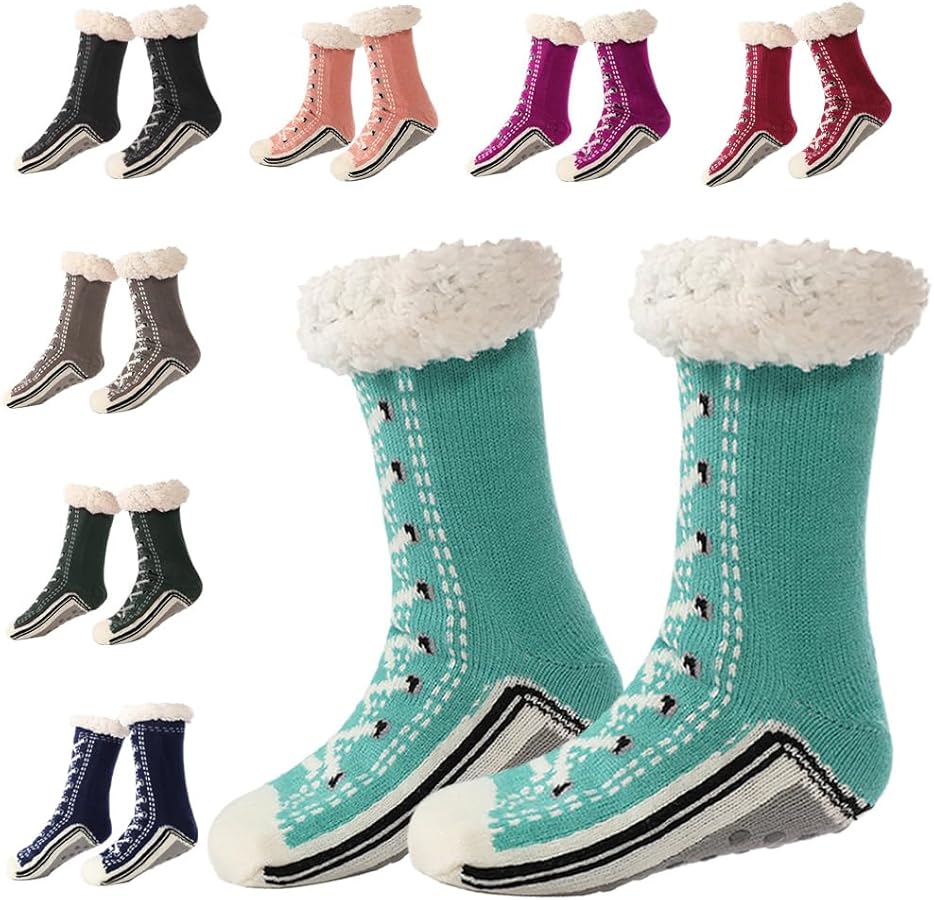 Ultra-thick Cashmere Slipper Home Socks, 2025 New Non Slip Design Winter Warm Soft Cashmere Slipper Socks for Women
