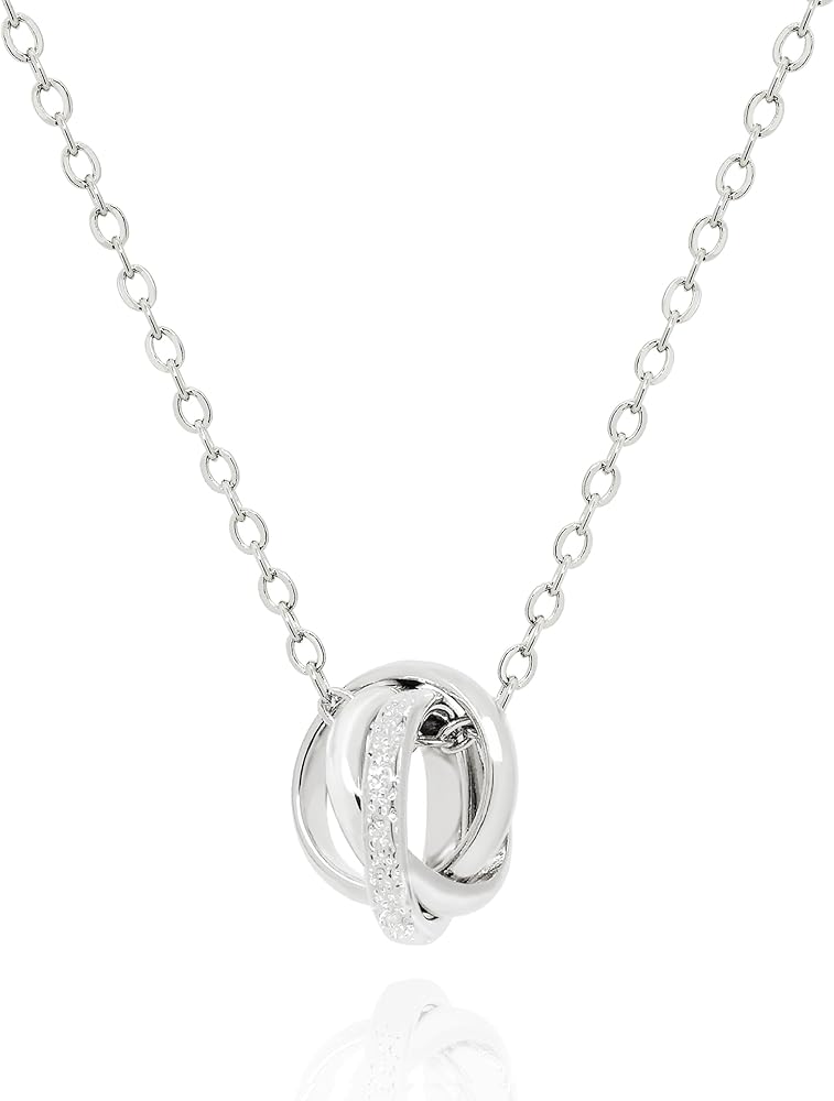 14K Gold Plated 3 Circles Necklace for Women • Interlocking Triple Rolling Ring Pendant Necklace • 19 inches Stainless Steel Jewelry Non Tarnish [TRN]