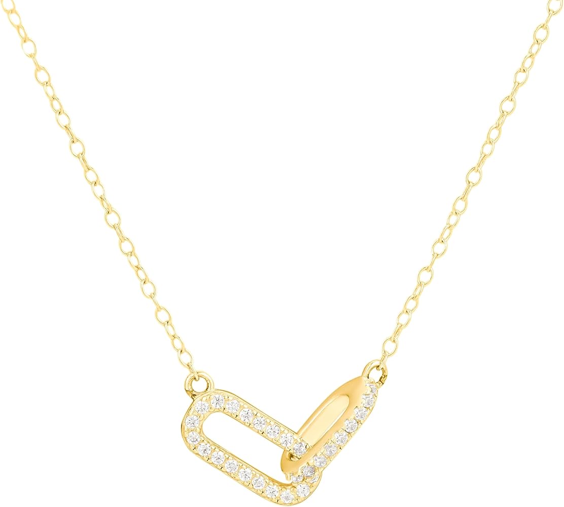 CAITLYNMINIMALIST 18K Gold Sterling Silver Interlocking Connected Infinity Pave CZ Diamond Adjustable Dainty Necklace Gift for Her