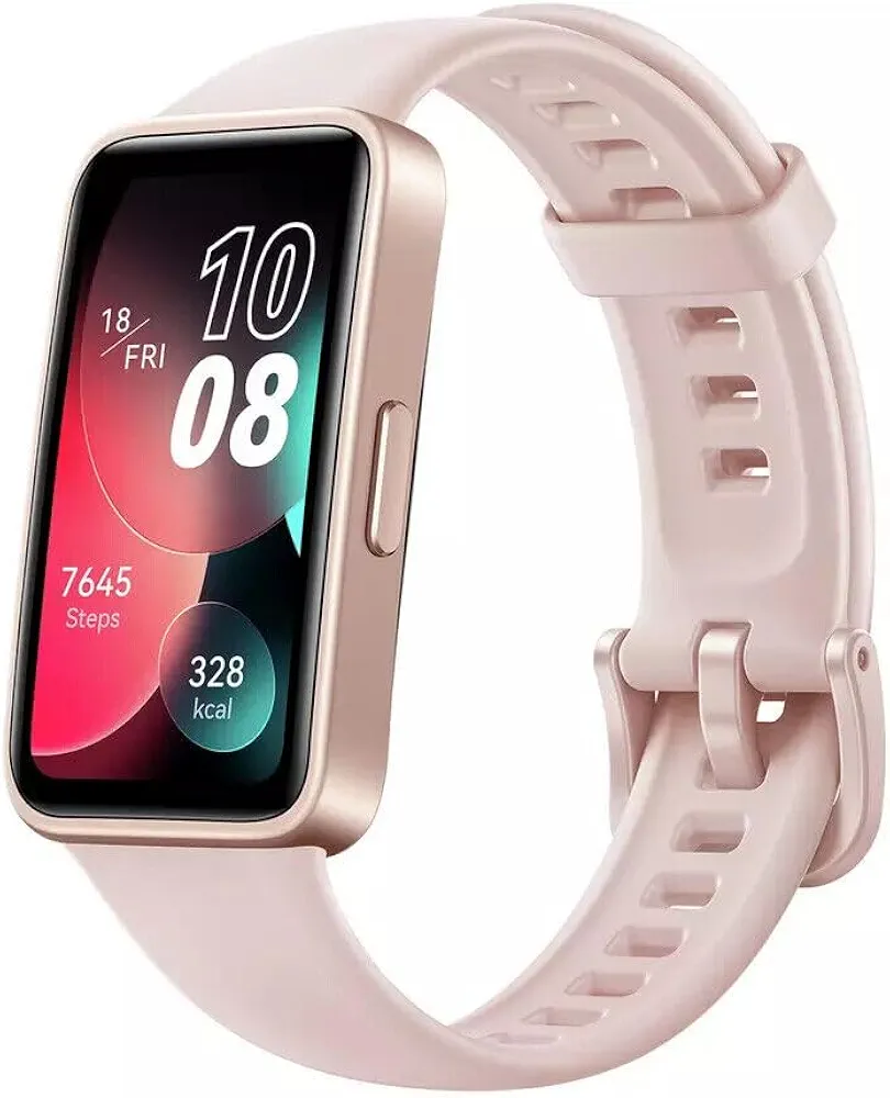 HUAWEI Watch Band 8 Smartwatch 1.47" AMOLED with Silicone Strap 14-Day Battery Life, Heart Monitoring, Waterproof – Sakura Pink