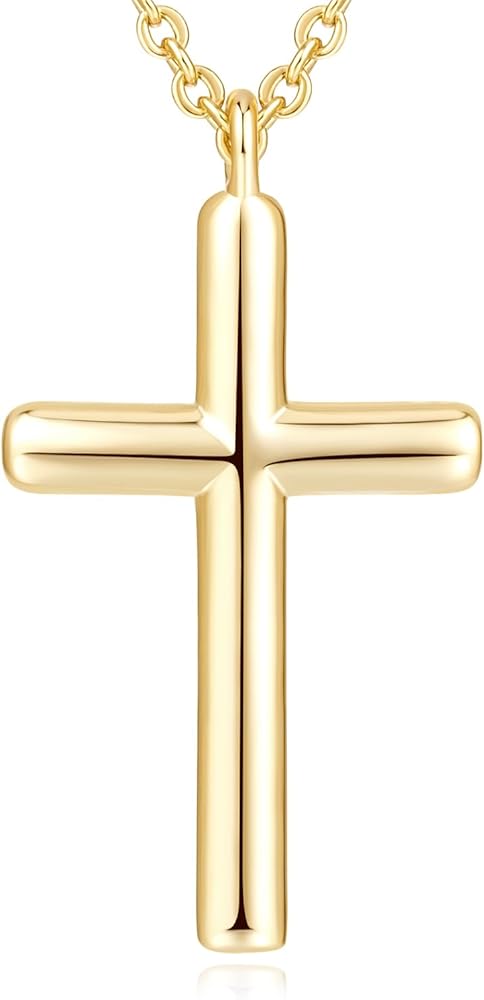 NEARLAND Cross Necklace for Women 14K Gold Cross Necklaces for Women Gold Cross Pendant Necklace Simple Gold Cross Chain Faith Jewelry Gifts for Women, 20mm 28mm 33mm