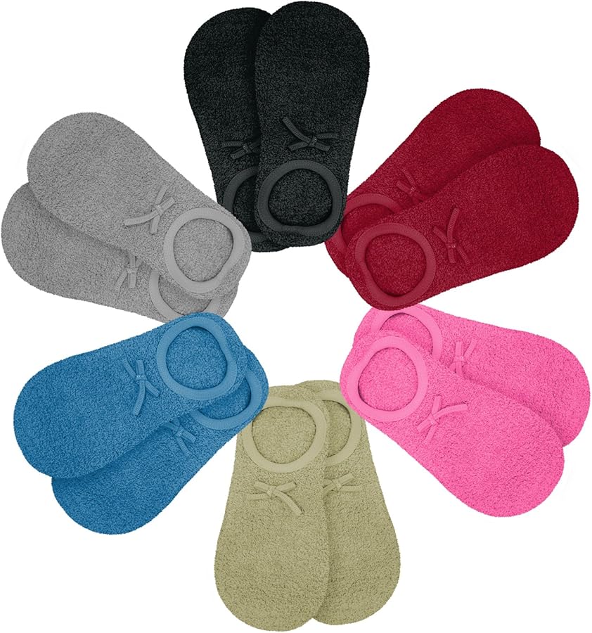 Luxury Divas Colorful Ballet Slipper Non-Slip Fuzzy Socks 6-Pack