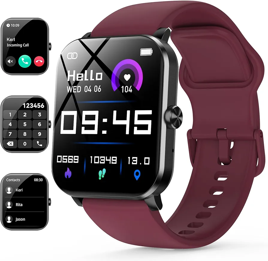 Smart Watch, 1.85" Smartwatch for Men Women (Answer/Make Call) Red