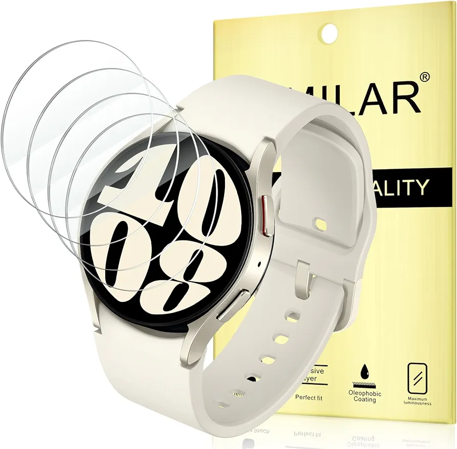 KIMILAR 4 Pack Galaxy Watch 7 / Galaxy Watch 6/5/4 Screen Protector 40mm, Waterproof Tempered Glass Screen Protector Cover Compatible with SAMSUNG Galaxy Watch 7/6/5/4 40mm Smartwatch