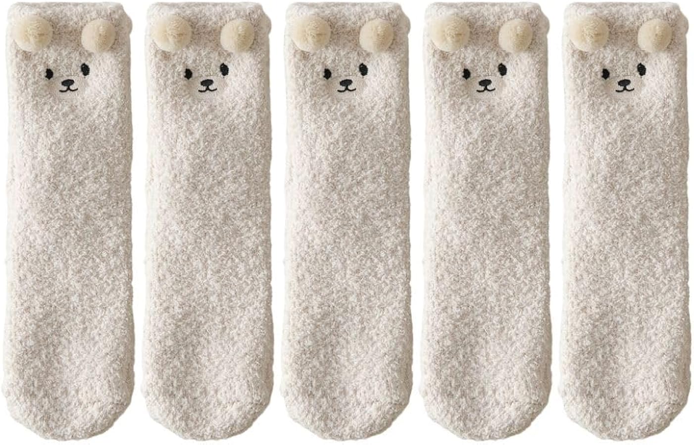 Fuzzy Slipper Socks For Women 5/10 Packs Coral Fleece Socks Winter Thickened Plush Cute Warm Stockings Sleep Socks