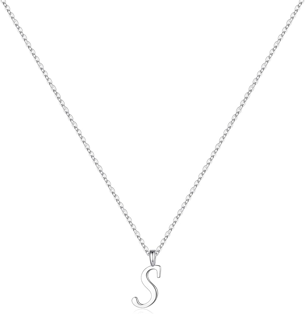 Yoosteel S925 Sterling Silver Initial Necklaces for Women, Silver Initial Necklaces for Women Jewelry Dainty Hypoallergenic Letter Necklace Tiny Cursive Initial Necklaces for Women Gifts