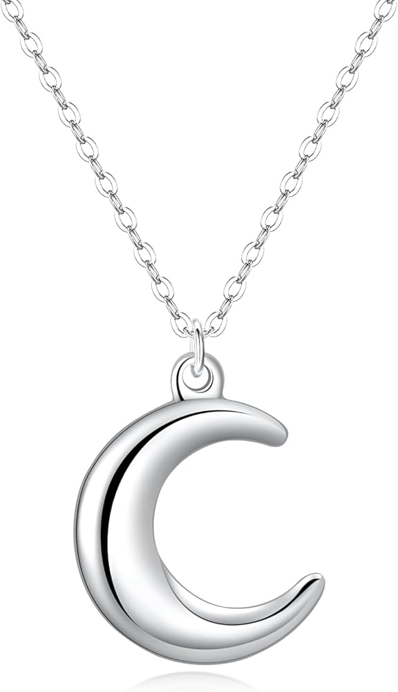 Rnivida Moon Pendant Necklace for Women Stainless Steel Crescent Moon Pendant Necklace Dainty Jewelry with Adjustable Chain 18''