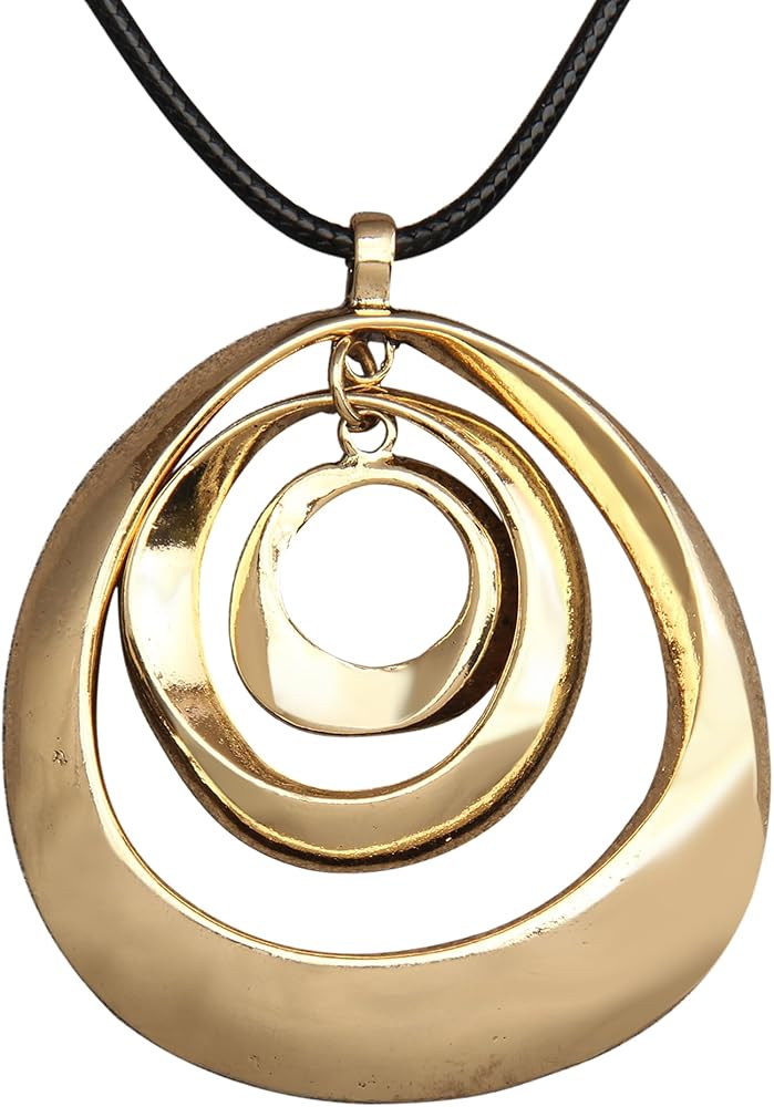 Long Necklaces for Women Boho Wooded Pendant Vintage Necklace Sweater Chain Necklace Handmade Jewelry