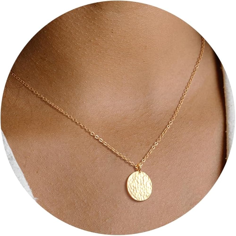 Valloey Rover Gold Necklace for Women 14K Gold Plated Circle Cubic Zirconia Pendant Necklace Dainty Twist Rope Chain Necklace Simple Jewelry Gift for Women