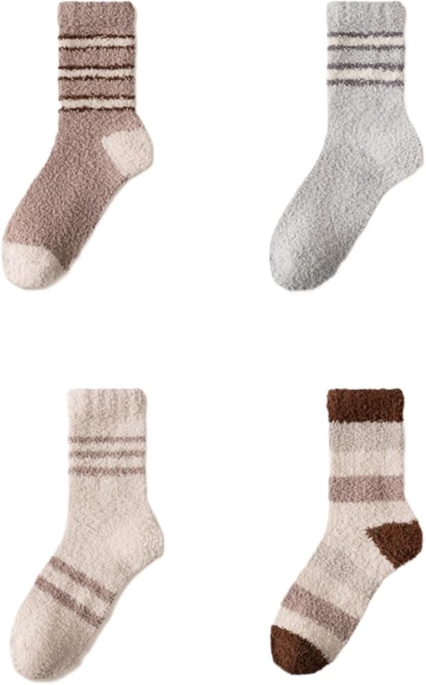 Unisex Fuzzy Socks Soft Plush Warm Winter Home Sleeping Slipper Socks for Winter Stripe Series 5