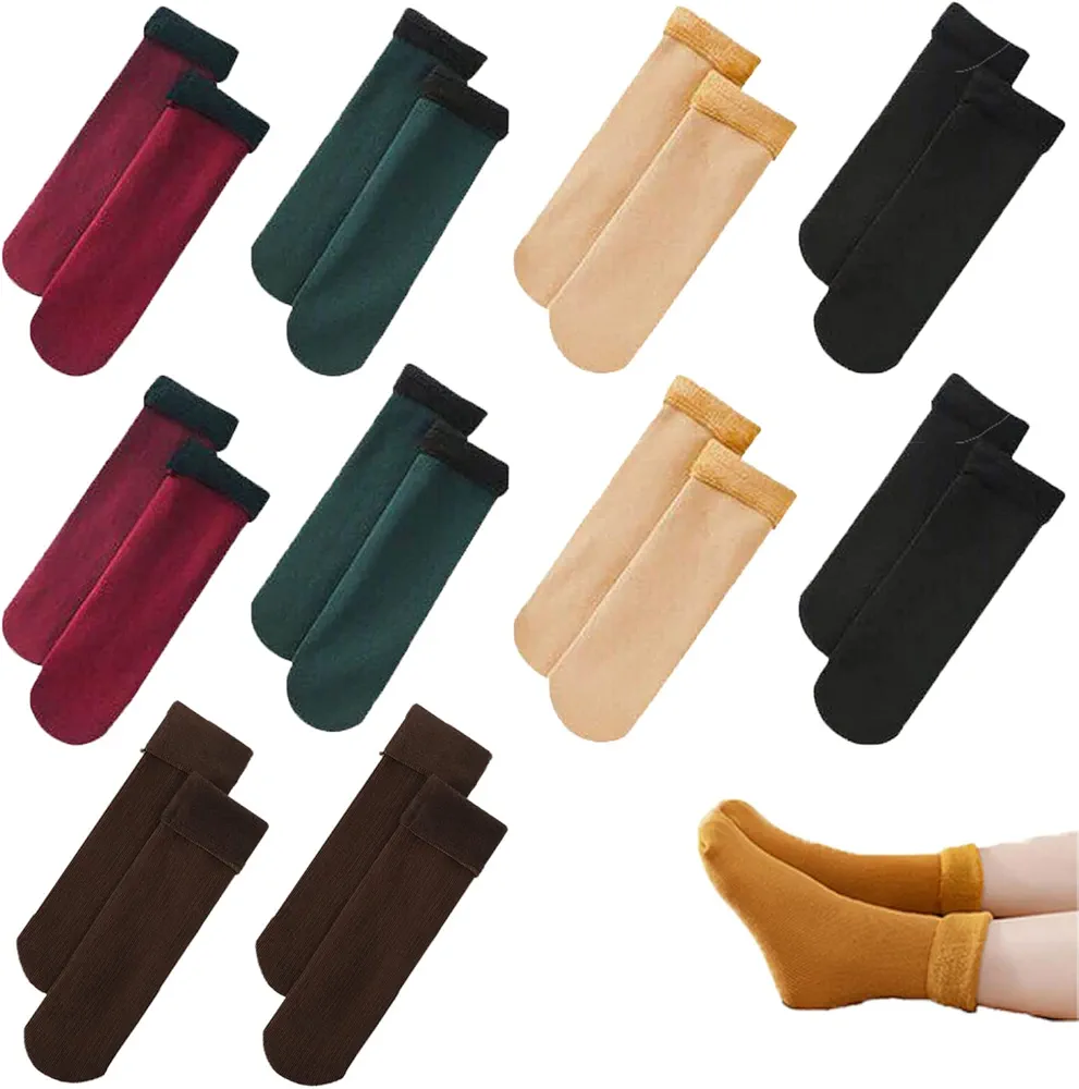 Thickening Winter Soft Velvet Snow Socks Snuggly Velvet Winter Thermal Socks Thickening and Velvet Snow Socks for Women (10Pairs)