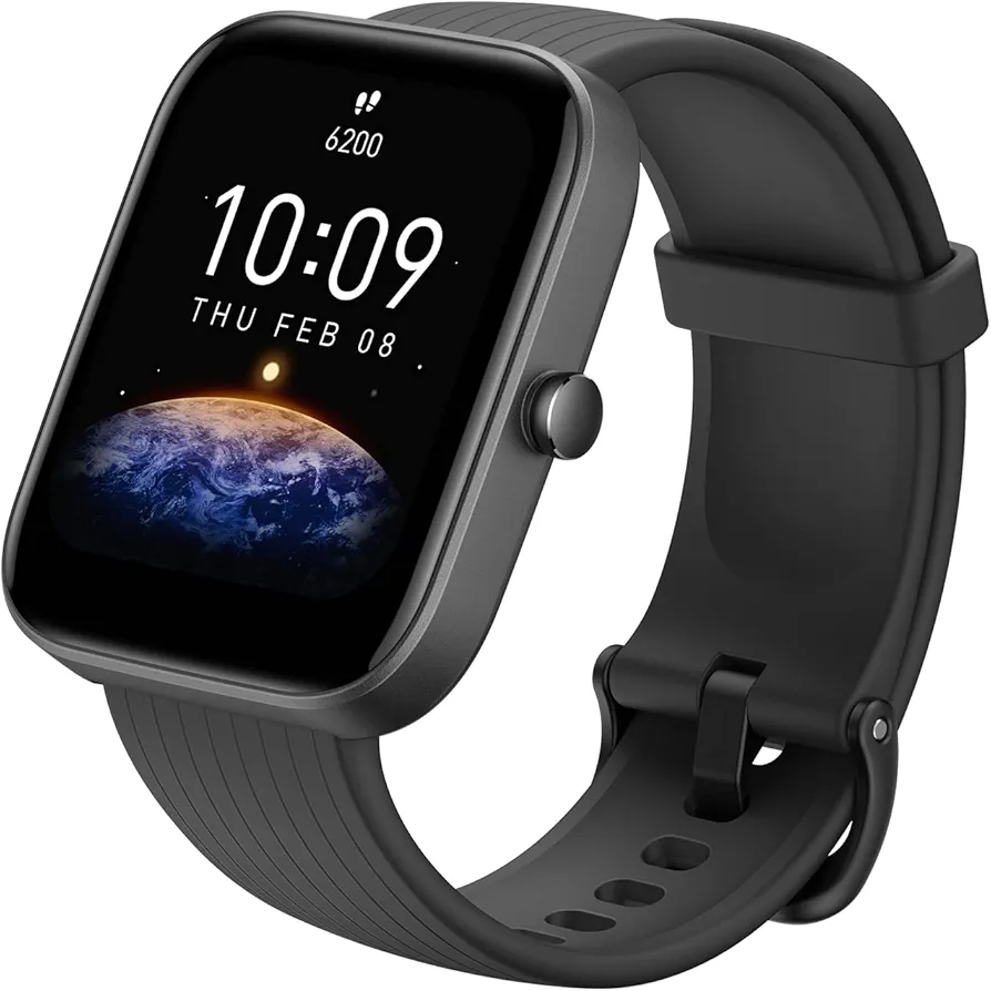 Amazfit Bip 3 Smart Watch for Android iPhone, Health Fitness Tracker with 1.69 inch Large Display,14-Day Battery Life, 60+ Sports Modes, Blood Oxygen Heart Rate Monitor, Black (Renewed)