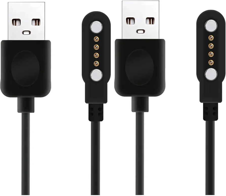 [2 Pack] Smart Watch Charger Cable, Universal Magnetic SmartWatch Accessories Charger Cable 4 Pin Cord, Charger Contact pin spacing 7.62 mm (2)