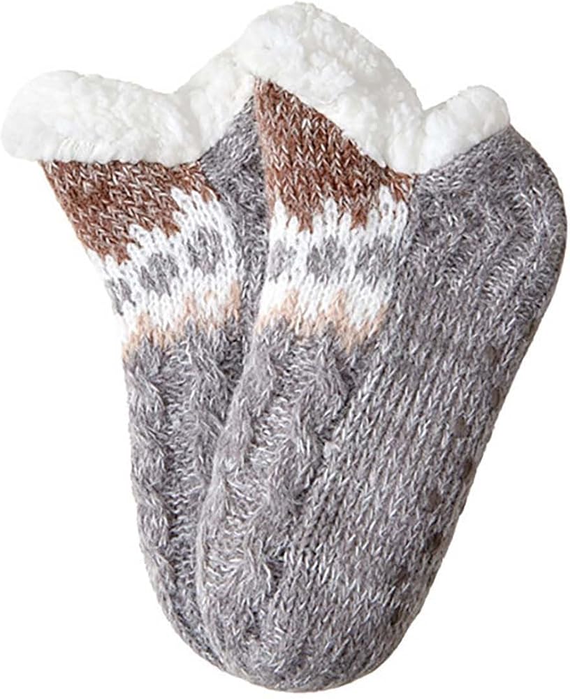 Womens Fuzzy Slipper Socks Cozy Soft Indoor Socks with Fluffy Sherpa Lined Winter Home Sleeping Slipper Socks