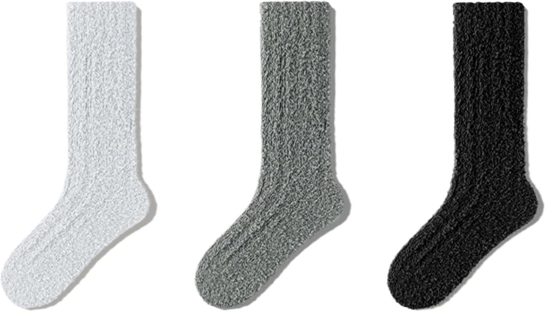 Unisex Fuzzy Socks Soft Plush Warm Winter Home Sleeping Slipper Socks for Winter Solid Color Series 7