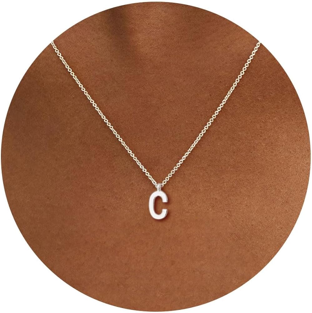 Initial Necklaces for Women - Silver Initial Necklace 14K White Gold Plated Necklace with Initials, Letter Necklace Monogram Necklaces for Women