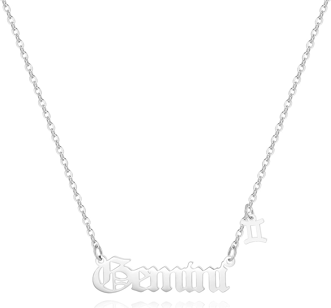 Zodiac Necklace,Zodiac Sign Pendant Necklace for Women,18K Gold Plated