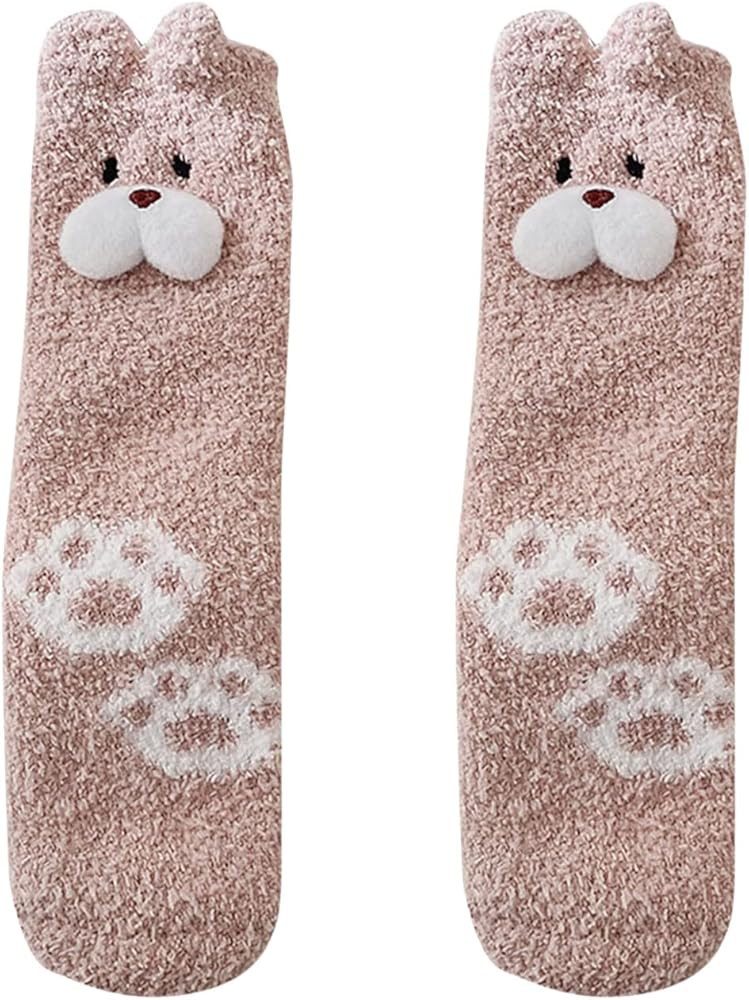 HELLORSO Thing High And Winter Coral Fleece Socks Plush Stockings Fleece Warm Home Sleep Socks Petite Skeleton Bodysuit