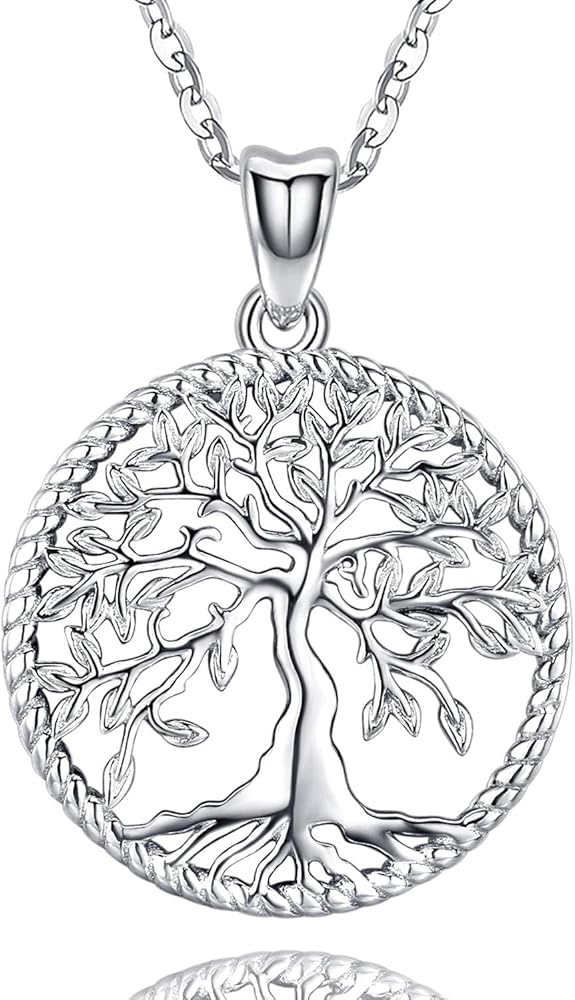 Odinstone Tree of Life Necklace, Sterling Silver Pendant for Women Family Tree Necklaces Jewelry for Mom/Wife/Grandma(With Fine Gift Box)