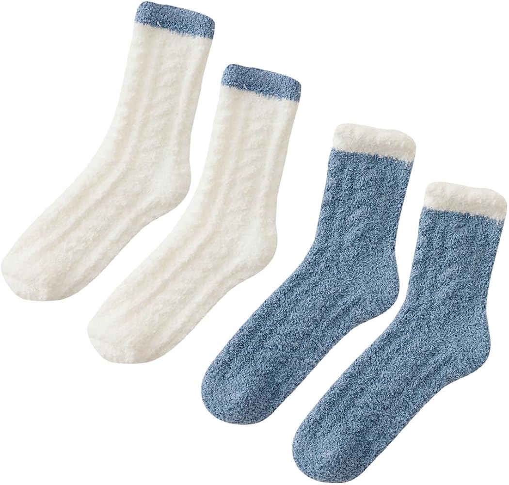 4 Pairs Fuzzy Winter Socks Cozy Fluffy Socks Warm Slipper Socks Soft Sleeping Socks Cozy Crew Socks