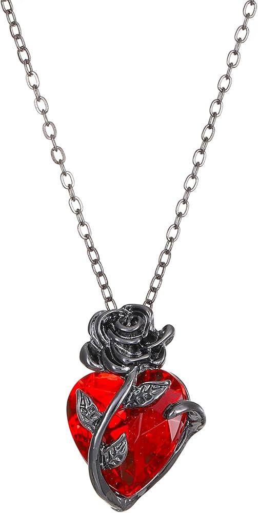 Gothic necklace for Women Vintage Punk Blacke Rose Necklaces Long Goth Heart Necklaces Halloween Necklace Valentine's Day Jewelry Gifts