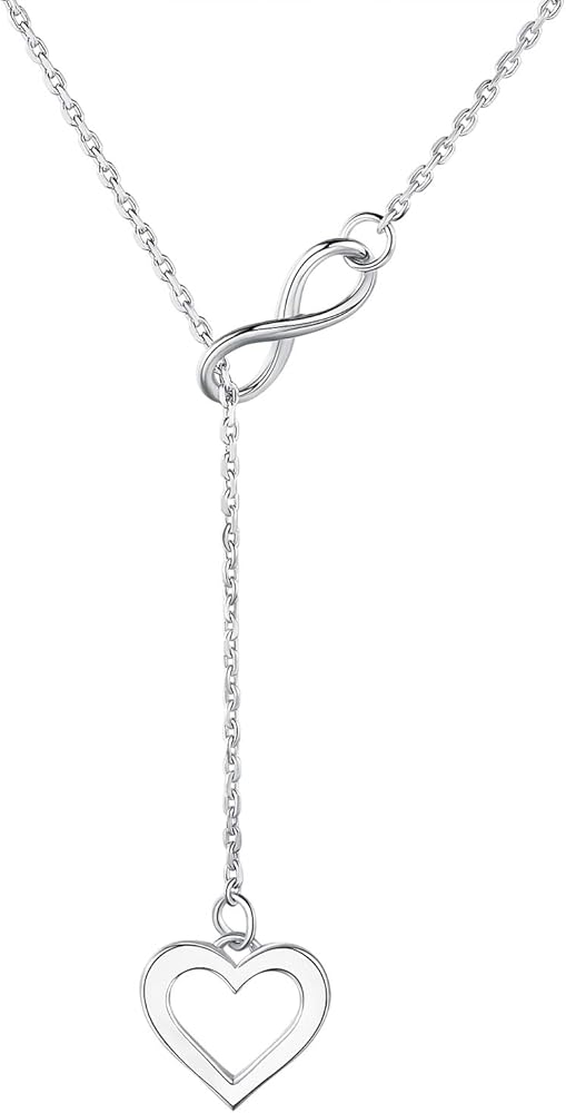 Infinite Heart Necklace - 925 Sterling Silver Heart Necklaces for Women Gifts for Wife Women on Birthday Womens Jewelry Necklace