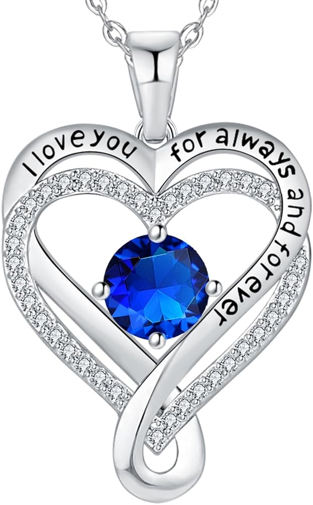 Jewelry for Women Wife Infinity Heart Birthstone I Love You Necklace for Women S925 Sterling Silver Wedding Anniversary Birthday Gifts for Wife Girlfriend Women's jewelry Diamond Pendant Necklaces Gift for Her Mom Daughter Grandma on Birthday Anniversary Christmas Mother’s Day Valentine’s Day