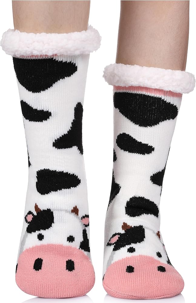 TRUEHAN Slipper Socks for Womens with Grippers Non Slip Winter Warm Fuzzy Fluffy Home Socks