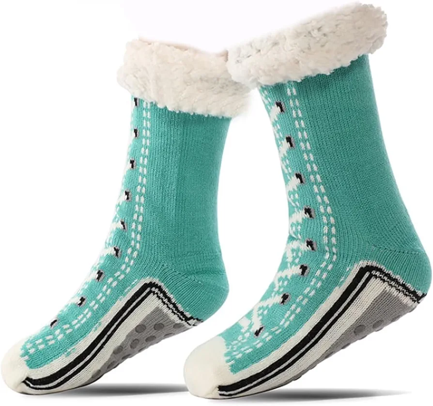 Brisk Rhythm House Socks, Slipper Home Socks for Women, Briskrhytm Cashmere Slipper Socks, Cashmere Slipper Home Socks for Women(Green,2PC)
