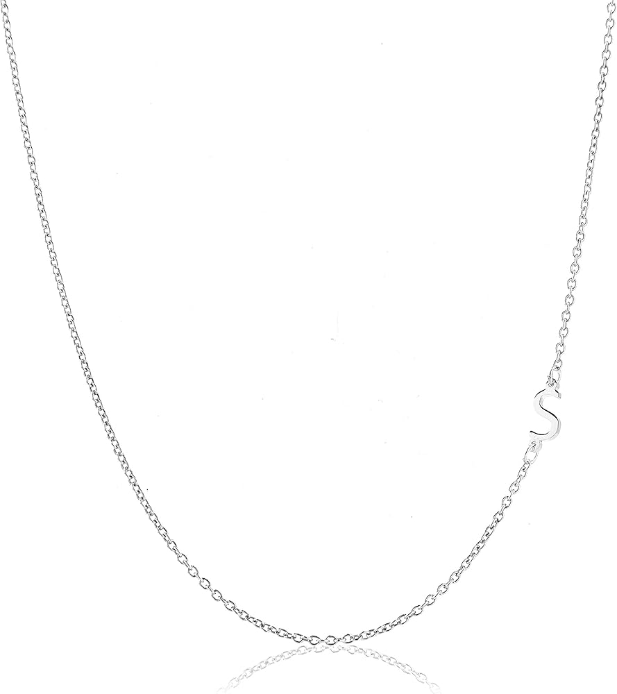 Sterling Silver Side Mini Initial Necklace