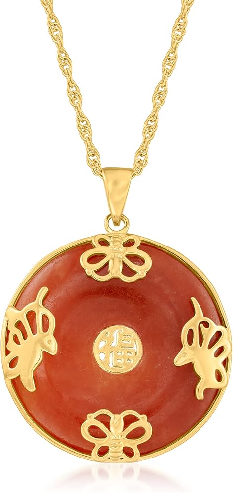 Ross-Simons Good Fortune Butterfly Pendant Necklace in 18kt Gold Over Sterling